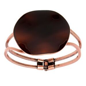 Pilgrim Skanderborg Antiqued Copper-toned Brown Rippled Enamel Disc Bangle